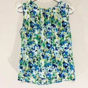 Tahari Arthur S Levine Colorful Semi Sheer Floral Print Sleeveless Top Size XS